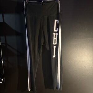PINK Victoria's Secret Black Chicago Leggings with White Stripe